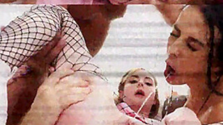 Squirting wars 6 on 2 Maddy Black & Baby Kxtten, pussy creampie