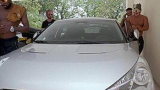 Brasilian pornstar Larissa Leite 4 on 1 DAP with big cocks, DP