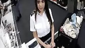 Sexy Amateur Latina Stewardess Railed At The Pawnshop