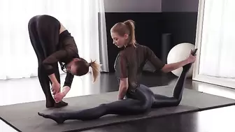 Lesbian Flexible Girls make Love in Shiny Pantyhose