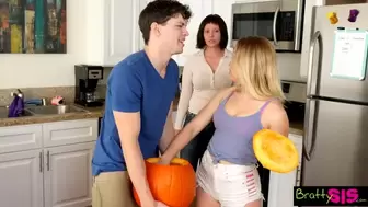 Risky Pumpkin Hand-Job-Get Caught by Mom