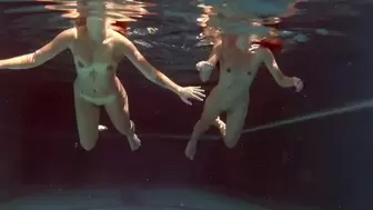 Swimming pool underwater charming babes Irina and Olla