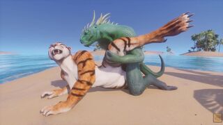 Slutty Life / Scaly Furry Porn Dragon with Tiger Skank