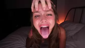 HE DELETED MY THROAT! extreme sloppy deepthroat, fuck with spunk on face