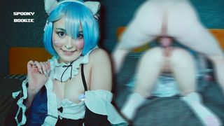 Cat chick Rem seduced Subaru to fuck her tight holes - Anal Cosplay Re Zero Spooky Boogie