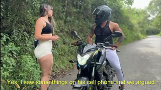 Cute biker watches how my bf abandoned me in a lonely place and comes to convince me to fuck